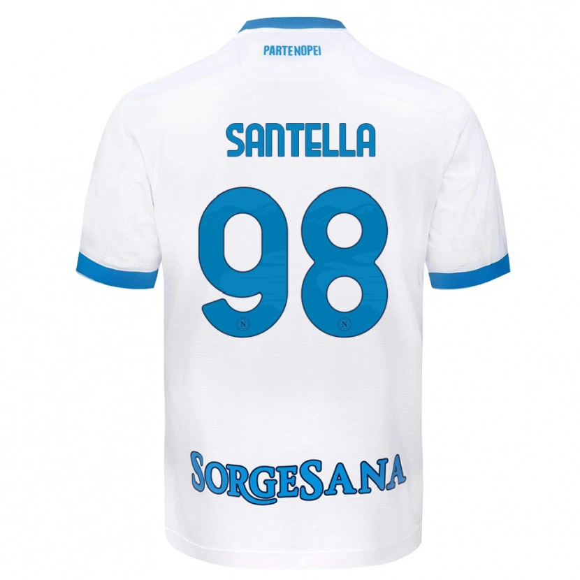 Danxen Enfant Maillot Alessandro Santella #98 Blanc Bleu Ciel Tenues Extérieur 2026/27 T-Shirt