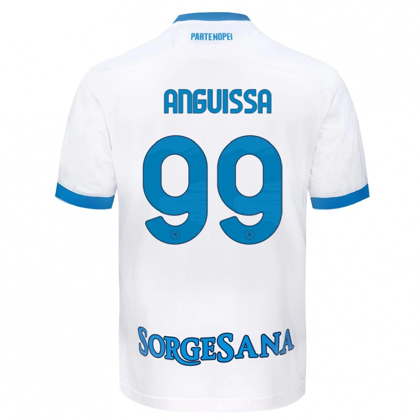 Danxen Enfant Maillot Frank Anguissa #99 Blanc Bleu Ciel Tenues Extérieur 2026/27 T-Shirt