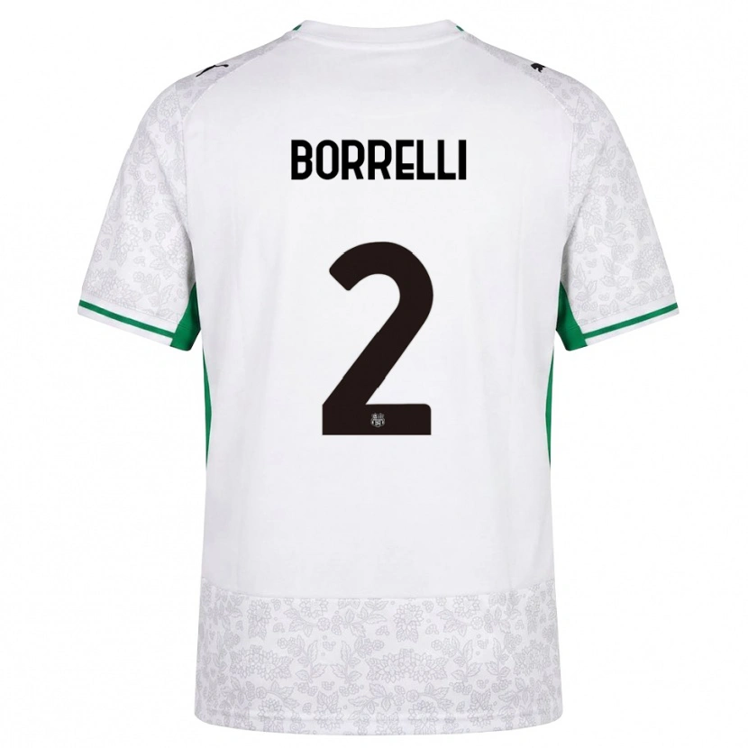 Danxen Enfant Maillot Michele Borrelli #2 Blanc Noir Vert Tenues Extérieur 2026/27 T-Shirt