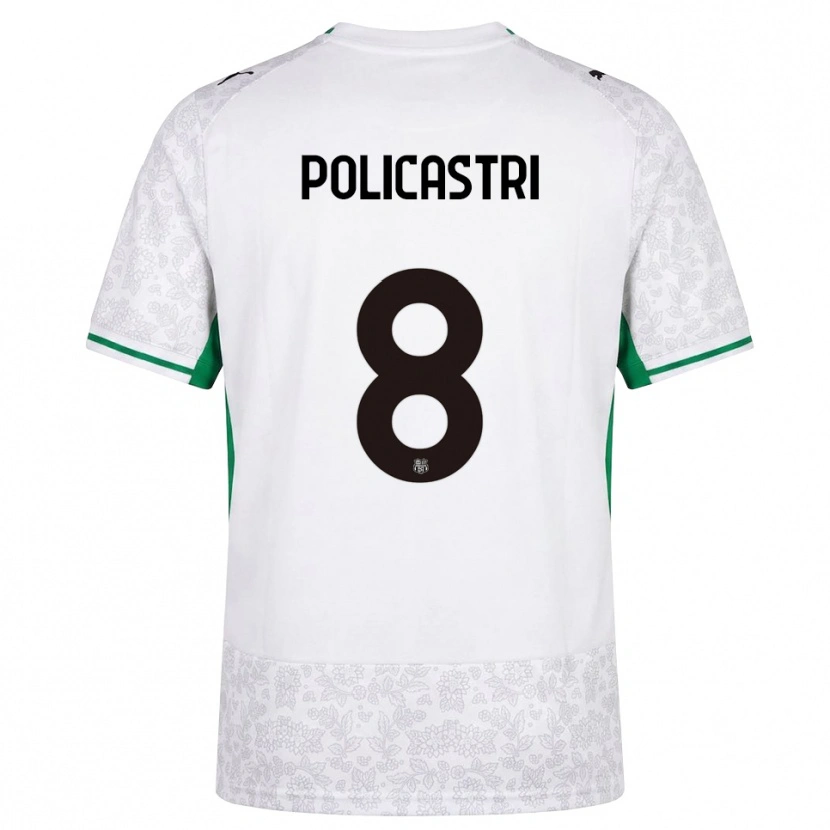 Danxen Enfant Maillot Giuseppe Policastri #8 Blanc Noir Vert Tenues Extérieur 2026/27 T-Shirt