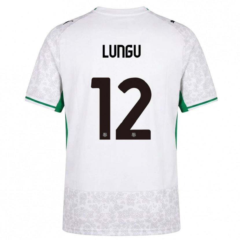 Danxen Enfant Maillot Luca Lungu #12 Blanc Noir Vert Tenues Extérieur 2026/27 T-Shirt