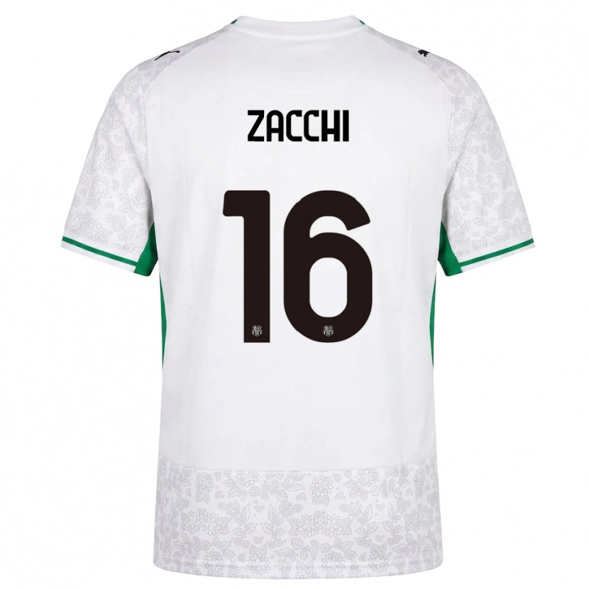 Danxen Enfant Maillot Gioele Zacchi #16 Blanc Noir Vert Tenues Extérieur 2026/27 T-Shirt