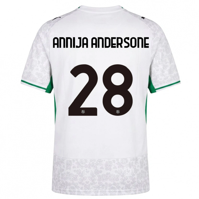 Danxen Enfant Maillot Gabriela Annija Andersone #28 Blanc Noir Vert Tenues Extérieur 2026/27 T-Shirt