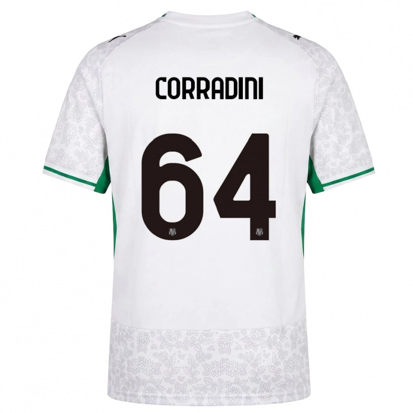 Danxen Enfant Maillot Francesco Corradini #64 Blanc Noir Vert Tenues Extérieur 2026/27 T-Shirt