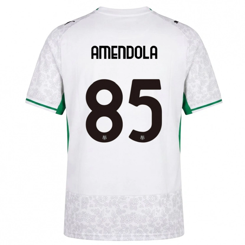 Danxen Enfant Maillot Catello Amendola #85 Blanc Noir Vert Tenues Extérieur 2026/27 T-Shirt