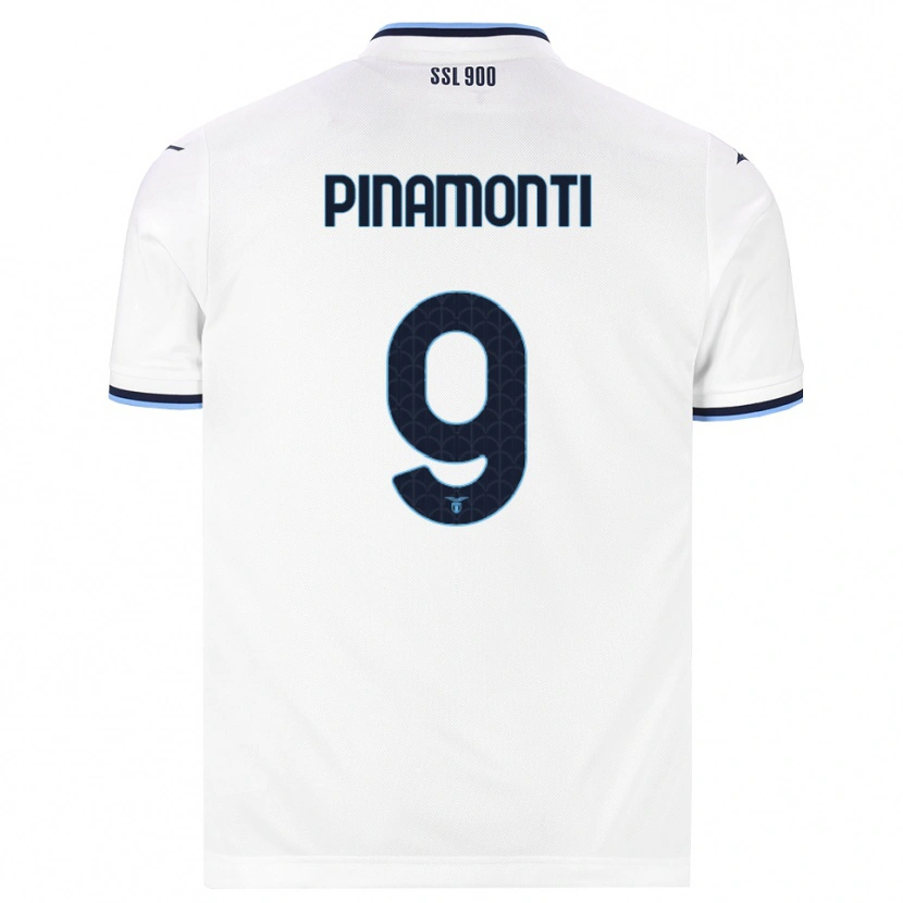 Danxen Enfant Maillot Andrea Pinamonti #9 Blanc Bleu Marine Tenues Extérieur 2026/27 T-Shirt