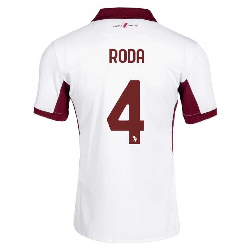 Danxen Enfant Maillot Alex Roda #4 Bourgogne Blanc Rouge Tenues Extérieur 2026/27 T-Shirt