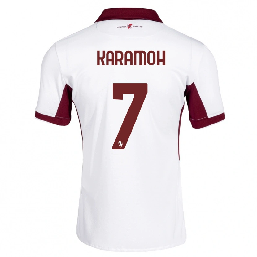Danxen Enfant Maillot Yann Karamoh #7 Bourgogne Blanc Rouge Tenues Extérieur 2026/27 T-Shirt