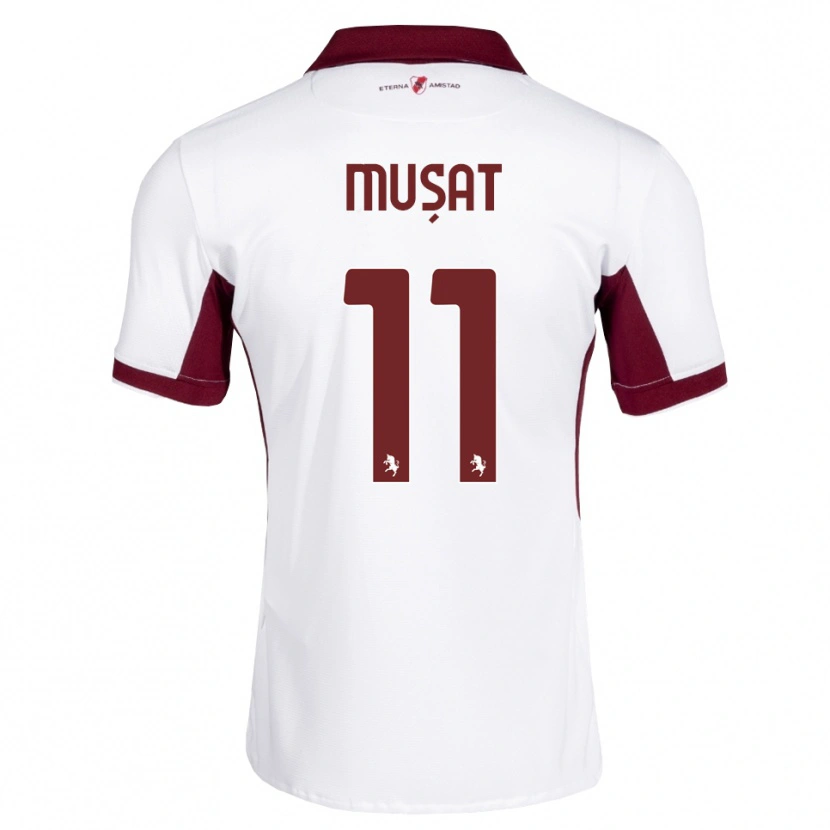 Danxen Enfant Maillot Nicolas Mușat #11 Bourgogne Blanc Rouge Tenues Extérieur 2026/27 T-Shirt