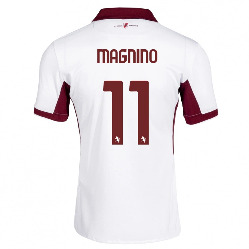 Danxen Enfant Maillot Emanuele Magnino #11 Bourgogne Blanc Rouge Tenues Extérieur 2026/27 T-Shirt