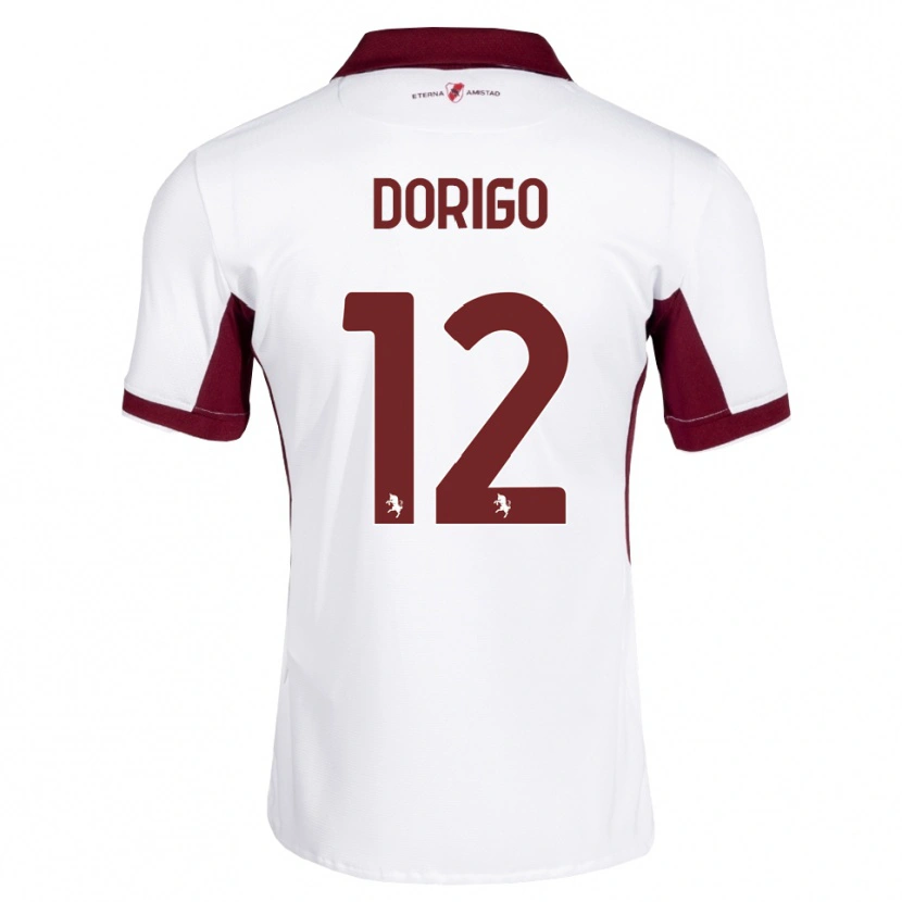 Danxen Enfant Maillot Andrea Dorigo #12 Bourgogne Blanc Rouge Tenues Extérieur 2026/27 T-Shirt
