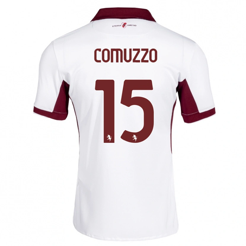 Danxen Enfant Maillot Pietro Comuzzo #15 Bourgogne Blanc Rouge Tenues Extérieur 2026/27 T-Shirt