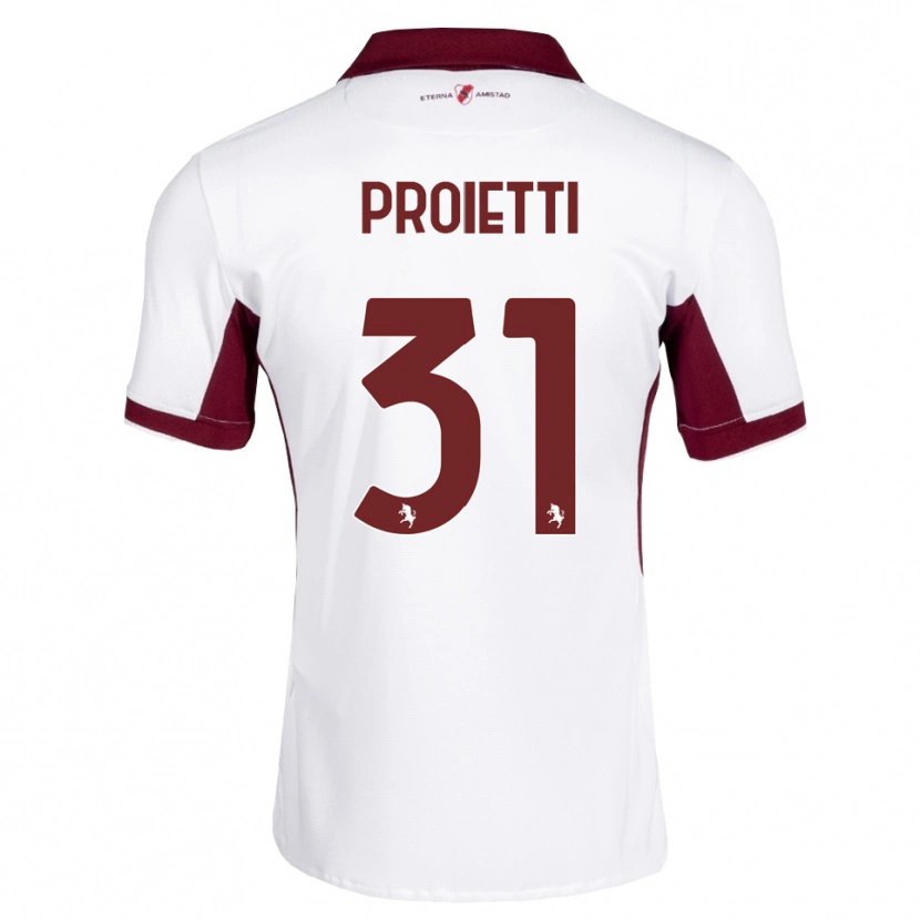 Danxen Enfant Maillot Riccardo Proietti #31 Bourgogne Blanc Rouge Tenues Extérieur 2026/27 T-Shirt