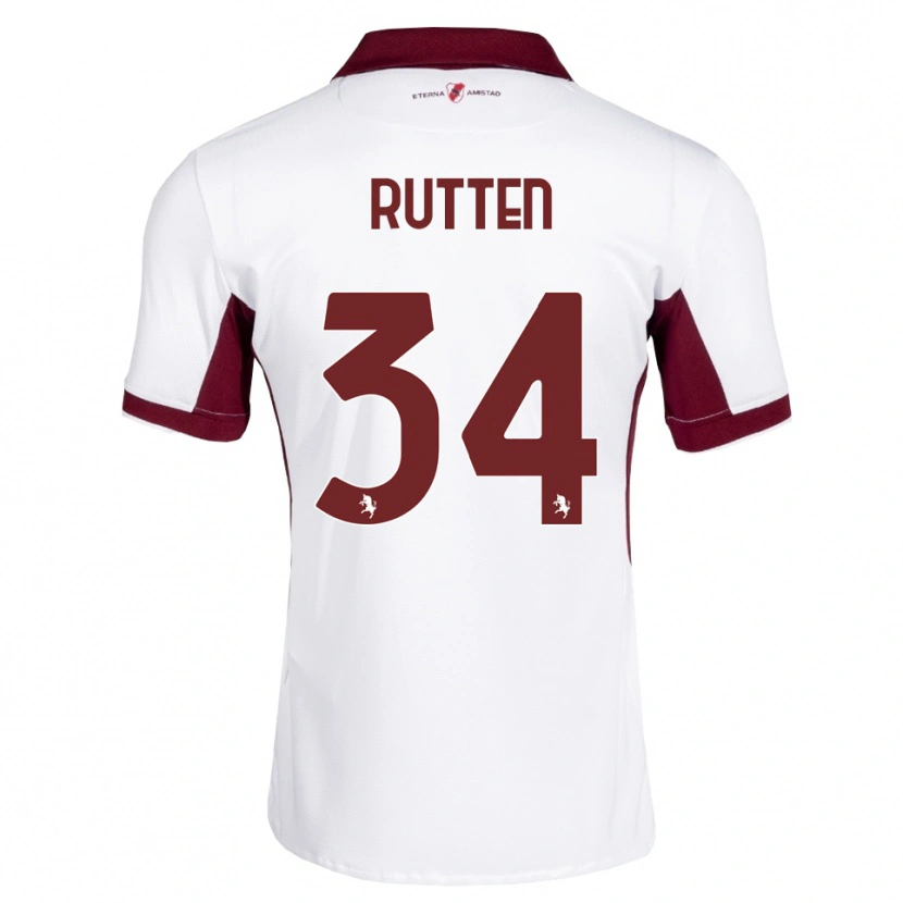 Danxen Enfant Maillot Jill Rutten #34 Bourgogne Blanc Rouge Tenues Extérieur 2026/27 T-Shirt