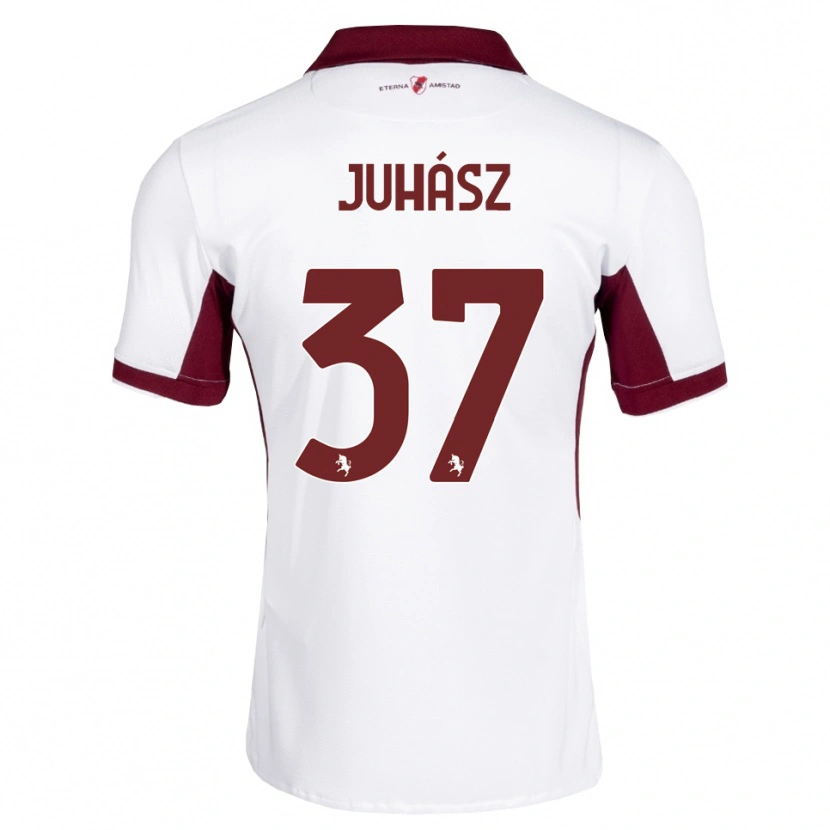 Danxen Enfant Maillot Martin Juhász #37 Bourgogne Blanc Rouge Tenues Extérieur 2026/27 T-Shirt