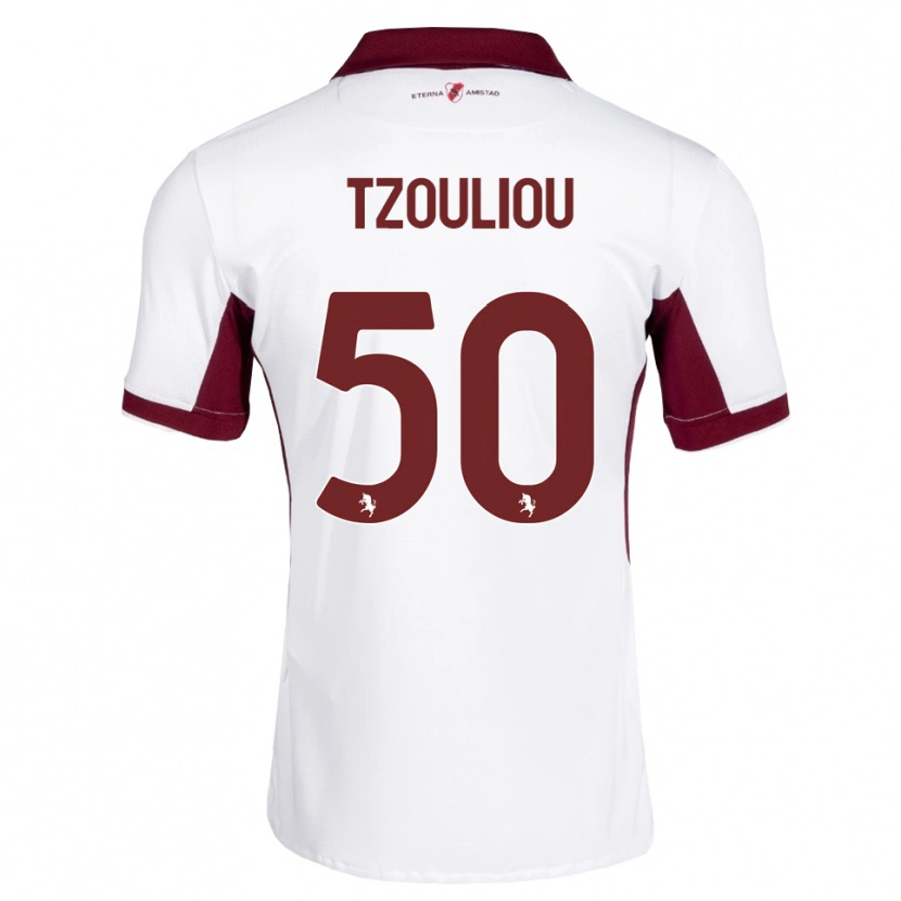 Danxen Enfant Maillot Dimitrianos Tzouliou #50 Bourgogne Blanc Rouge Tenues Extérieur 2026/27 T-Shirt