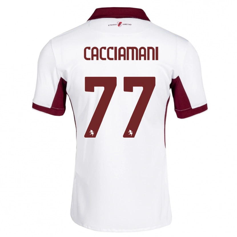 Danxen Enfant Maillot Alessio Cacciamani #77 Bourgogne Blanc Rouge Tenues Extérieur 2026/27 T-Shirt