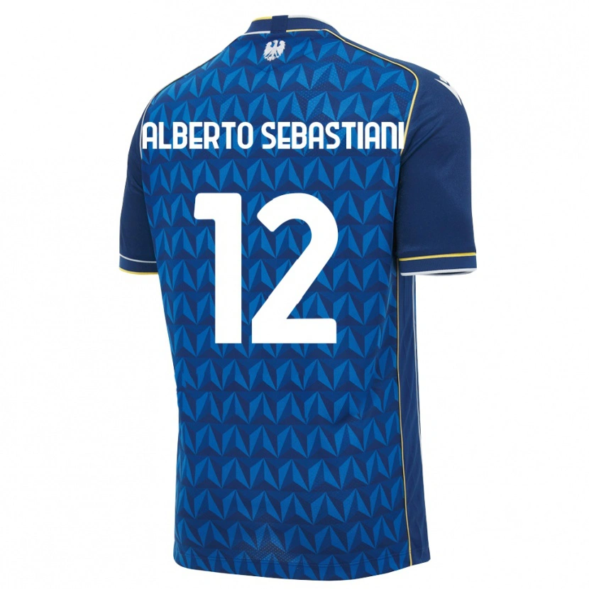 Danxen Enfant Maillot José Alberto Sebastiani #12 Bleu Roi Blanc Bleu Tenues Extérieur 2026/27 T-Shirt