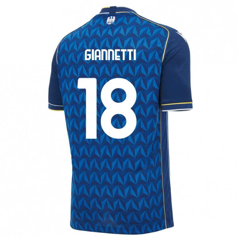 Danxen Enfant Maillot Lautaro Giannetti #18 Bleu Roi Blanc Bleu Tenues Extérieur 2026/27 T-Shirt