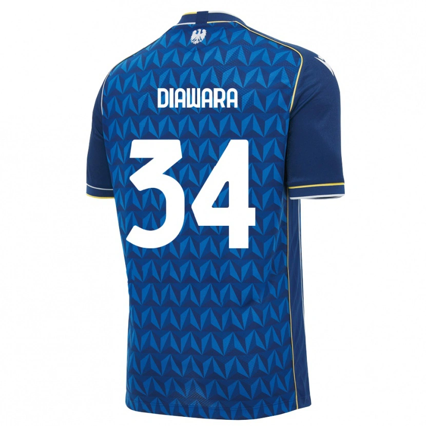Danxen Enfant Maillot Sekou Diawara #34 Bleu Roi Blanc Bleu Tenues Extérieur 2026/27 T-Shirt