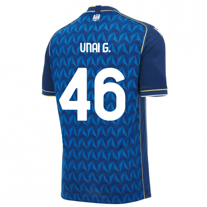 Danxen Enfant Maillot Unai Gómez #46 Bleu Roi Blanc Bleu Tenues Extérieur 2026/27 T-Shirt