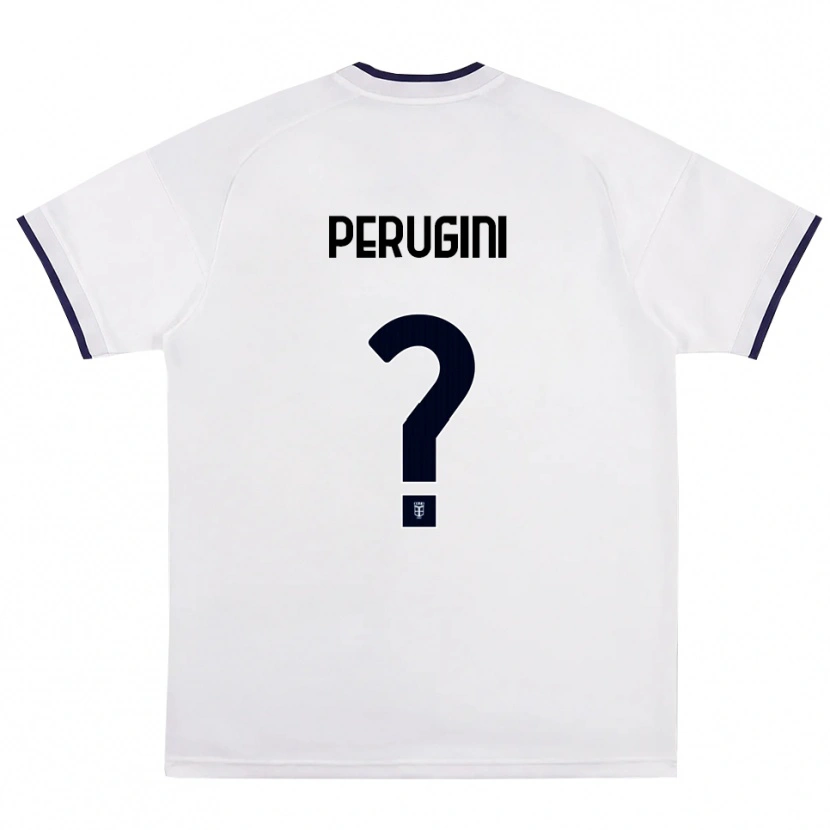 Danxen Enfant Maillot Mattia Perugini #0 Blanc Rouge Bleu Royal Tenues Extérieur 2026/27 T-Shirt