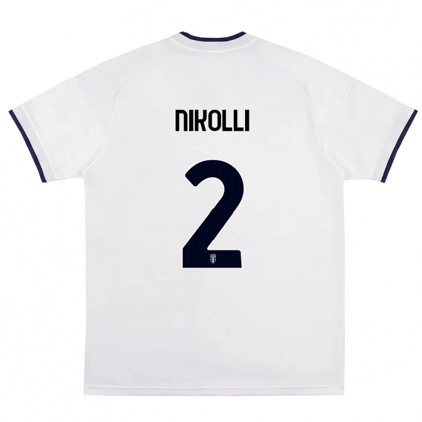 Danxen Enfant Maillot Denis Nikolli #2 Blanc Rouge Bleu Royal Tenues Extérieur 2026/27 T-Shirt