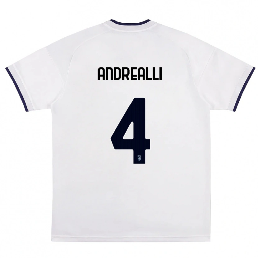 Danxen Enfant Maillot Francesco Andrealli #4 Blanc Rouge Bleu Royal Tenues Extérieur 2026/27 T-Shirt