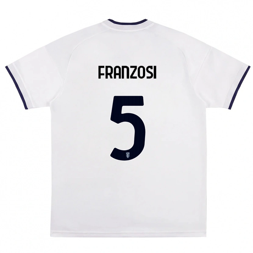 Danxen Enfant Maillot Edoardo Franzosi #5 Blanc Rouge Bleu Royal Tenues Extérieur 2026/27 T-Shirt