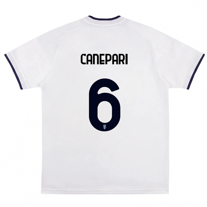 Danxen Enfant Maillot Lorenzo Canepari #6 Blanc Rouge Bleu Royal Tenues Extérieur 2026/27 T-Shirt