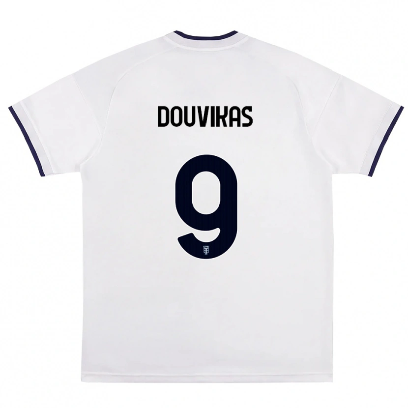 Danxen Enfant Maillot Anastasios Douvikas #9 Blanc Rouge Bleu Royal Tenues Extérieur 2026/27 T-Shirt