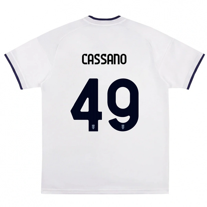 Danxen Enfant Maillot Riccardo Cassano #49 Blanc Rouge Bleu Royal Tenues Extérieur 2026/27 T-Shirt