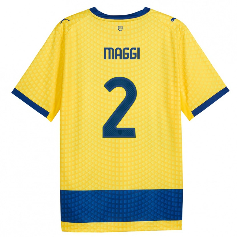 Danxen Enfant Maillot Jacopo Maggi #2 Jaune Bleu Noir Tenues Extérieur 2026/27 T-Shirt
