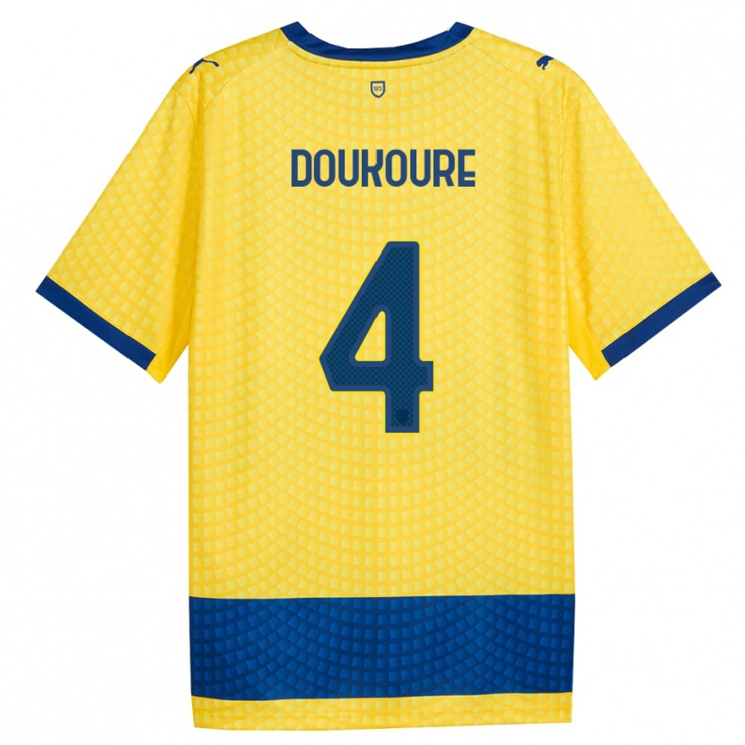 Danxen Enfant Maillot Vamoussa Doukoure #4 Jaune Bleu Noir Tenues Extérieur 2026/27 T-Shirt