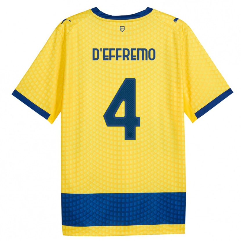 Danxen Enfant Maillot Dario D'effremo #4 Jaune Bleu Noir Tenues Extérieur 2026/27 T-Shirt