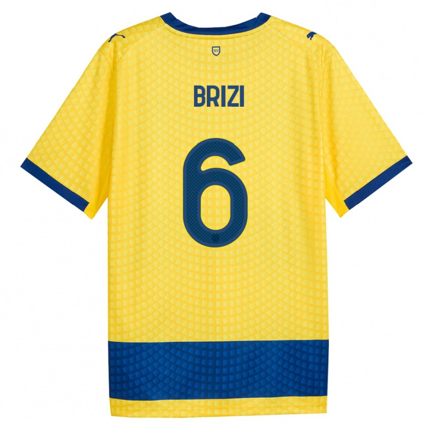 Danxen Enfant Maillot Andrea Brizi #6 Jaune Bleu Noir Tenues Extérieur 2026/27 T-Shirt