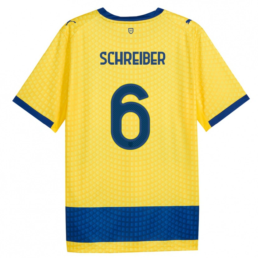 Danxen Enfant Maillot Fabio Schreiber #6 Jaune Bleu Noir Tenues Extérieur 2026/27 T-Shirt