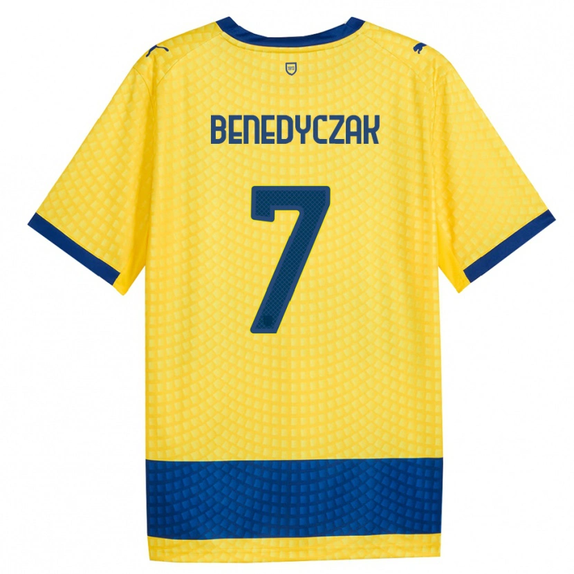 Danxen Enfant Maillot Adrian Benedyczak #7 Jaune Bleu Noir Tenues Extérieur 2026/27 T-Shirt