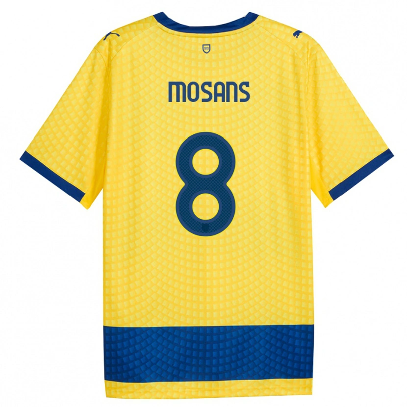 Danxen Enfant Maillot Kristaps Mosans #8 Jaune Bleu Noir Tenues Extérieur 2026/27 T-Shirt