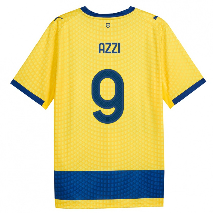 Danxen Enfant Maillot Federico Azzi #9 Jaune Bleu Noir Tenues Extérieur 2026/27 T-Shirt