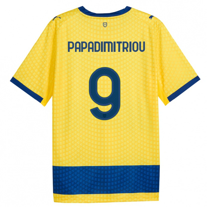 Danxen Enfant Maillot Eirinaios Papadimitriou #9 Jaune Bleu Noir Tenues Extérieur 2026/27 T-Shirt