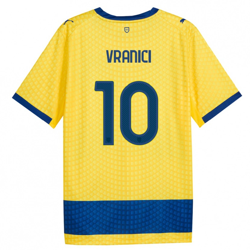 Danxen Enfant Maillot Dean Vranici #10 Jaune Bleu Noir Tenues Extérieur 2026/27 T-Shirt