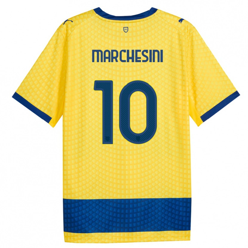 Danxen Enfant Maillot Cosimo Marchesini #10 Jaune Bleu Noir Tenues Extérieur 2026/27 T-Shirt