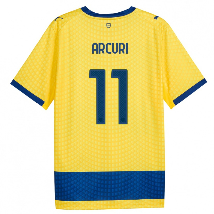 Danxen Enfant Maillot Francesco Arcuri #11 Jaune Bleu Noir Tenues Extérieur 2026/27 T-Shirt