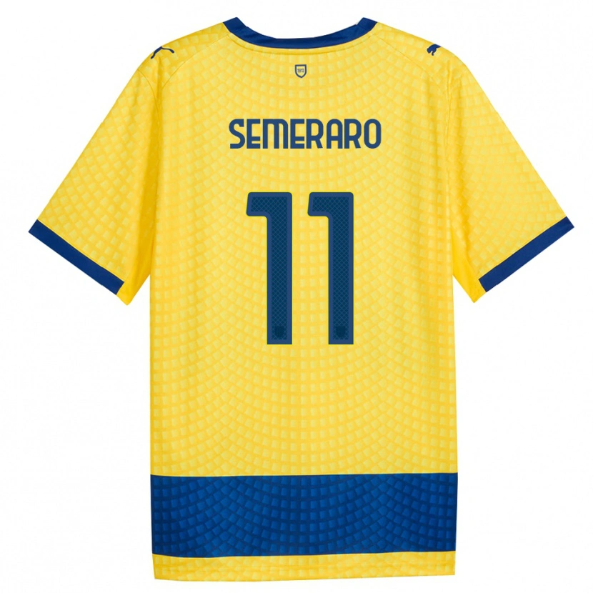 Danxen Enfant Maillot Riccardo Semeraro #11 Jaune Bleu Noir Tenues Extérieur 2026/27 T-Shirt
