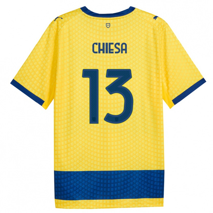 Danxen Enfant Maillot Riccardo Chiesa #13 Jaune Bleu Noir Tenues Extérieur 2026/27 T-Shirt