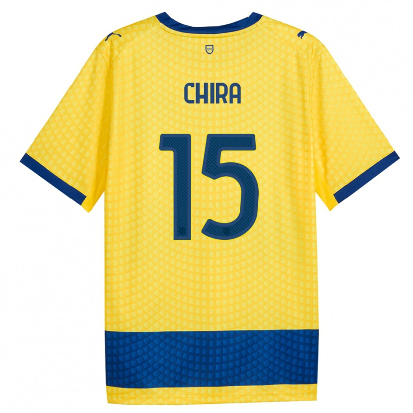 Danxen Enfant Maillot Alessandro Chira #15 Jaune Bleu Noir Tenues Extérieur 2026/27 T-Shirt