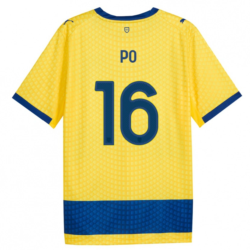 Danxen Enfant Maillot Federico Po #16 Jaune Bleu Noir Tenues Extérieur 2026/27 T-Shirt