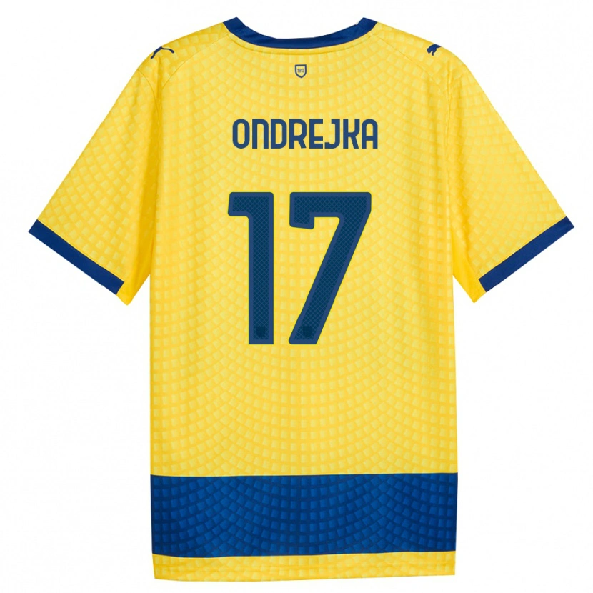 Danxen Enfant Maillot Jacob Ondrejka #17 Jaune Bleu Noir Tenues Extérieur 2026/27 T-Shirt