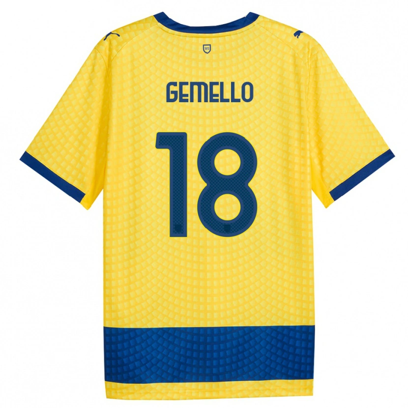 Danxen Enfant Maillot Andrea Gemello #18 Jaune Bleu Noir Tenues Extérieur 2026/27 T-Shirt